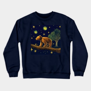 Bear Cub Walking at Night | Nursery Art Crewneck Sweatshirt